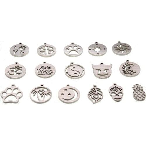 5pcs Stainless Steel Dog Pet Paw Skull Charms Connector Bracelet DIY Jewelry Findings Components Earring for Accessories Making