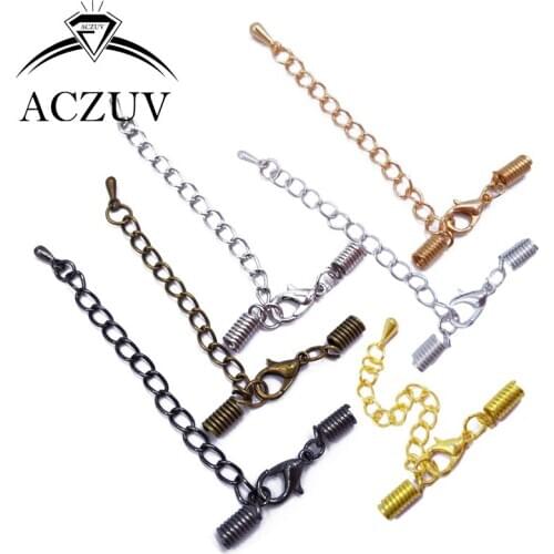 500PCS/lot Spring Fasteners Jewelry End Caps Leather Cord Ends Wax Cotton Rope Clips Bracelet Necklace Chain Extender Findings