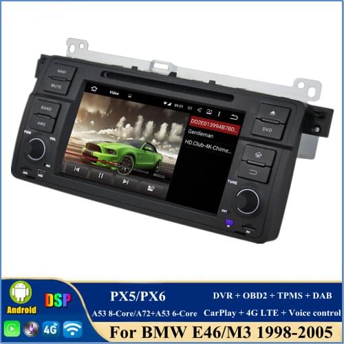 DSP PX6 6-Core 1 din 7" Android 10.0 Car Radio DVD Player for BMW E46 M3 1998-2005 GPS Bluetooth 5.0 WIFI USB Easy Connect