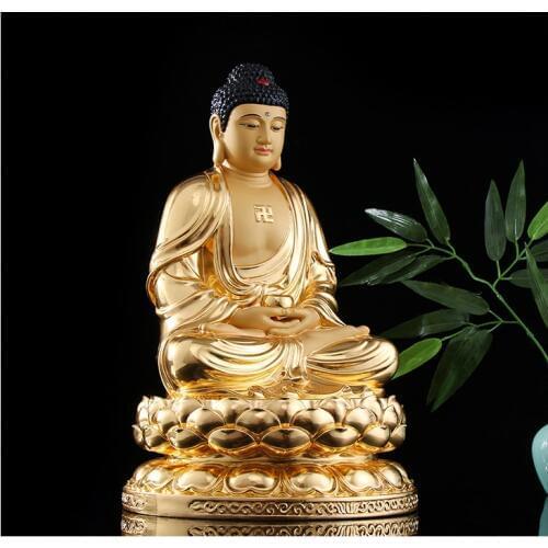 GOOD # Buddhist high-grade home family efficacious bless Talisman Mascot gilding gold Sakyamuni Buddha copper statue -30CM Large