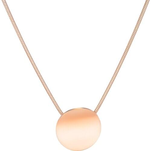 Minimalist Stainless Steel Round Neck Pendants Women Necklaces Fashion Rose Gold Choker Snake Chain Jewelry Accessories Necklace