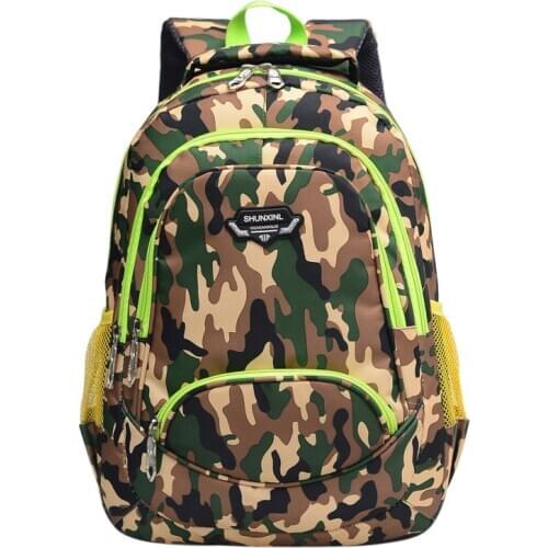 Children Nylon School Bag Student Camouflage Orthopedic SchoolBag Travel Pupils Backpack Teenager Boys Primary Mochila Bookbag