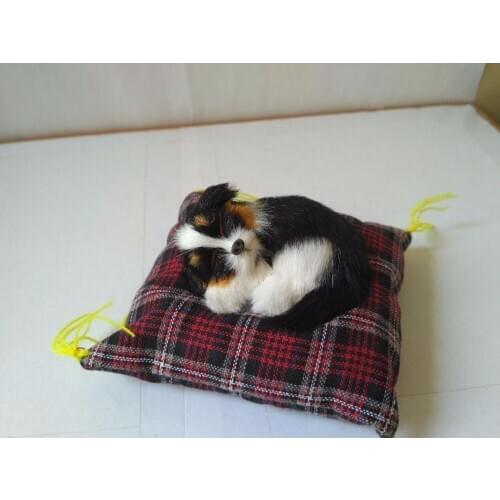 Simulation dog model toy polyethylene&furs about 10cm sleeping shepherd with mat handicraft,home decoration toy d2722