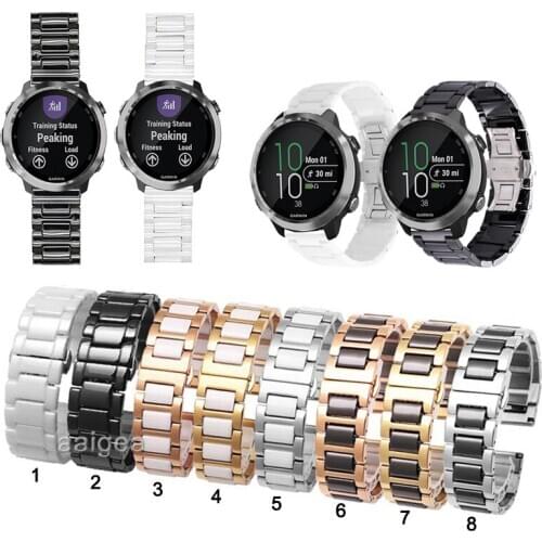 Ceramic Watch Band Strap Butterfly Buckle for Garmin Forerunner 645 645M 245 245M Replacement band 20mm 22mm