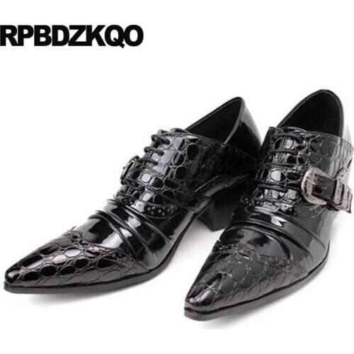 China men dress high heel black snake snakeskin skin alligator 46 plus size office monk strap brand luxury crocodile shoes 11