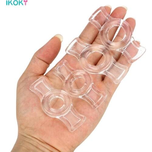 IKOKY 4pcs/set Cock Rings Delay Ejaculation Penis Rings Silicone TPE Penis Sleeve for Penis Enlargerment Pump