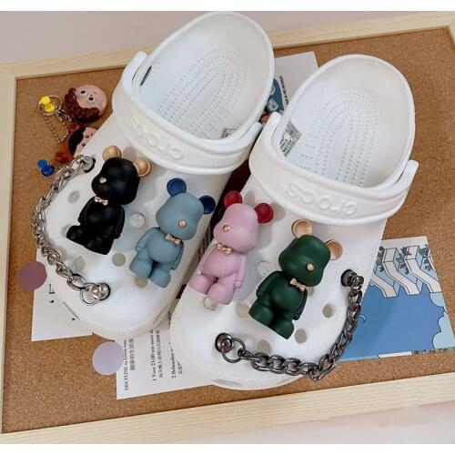 Bundle New Designer Croc Charms Lovely Charms for Crocs DIY Luxury Shoe Charms Chain Bear Shoe Accessories for Croc JIBZ