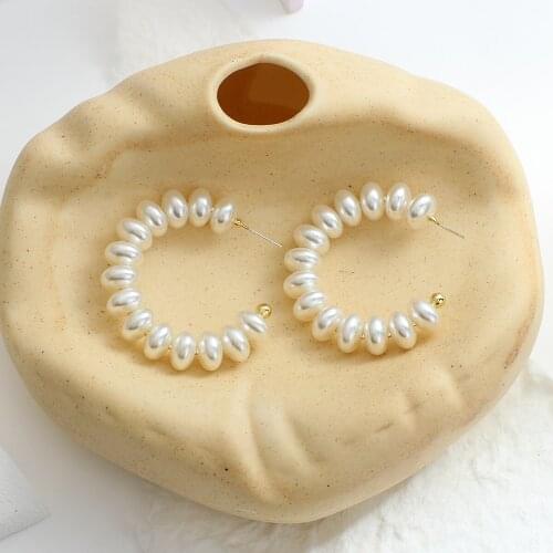 Lifefontier Vintage Natural Freshwater Pearl Hoop Earrings for Women Gold Color Metal Big Circle Earrings Wedding Jewelry Gifts