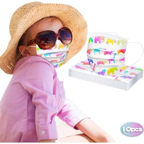 10pc Childrens Disposable Mask Skincare Industrial 3ply Ear Loop Non-woven Comfortable Soft Kids Cartoon Disposable Face Mask