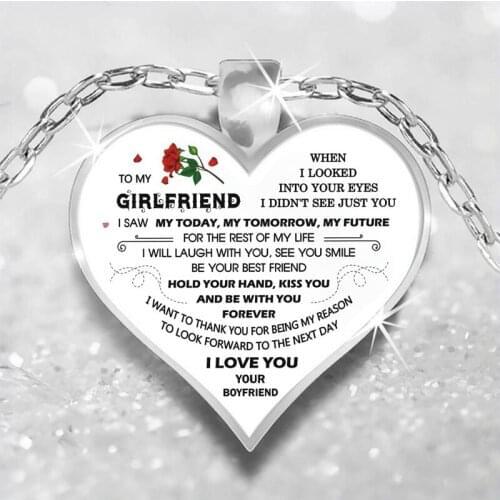 Fashion Heart Necklace To My Wife Girlfriend Pendant Silver Color Chain Necklaces Love Mom TO Daughter Jewelry Gift