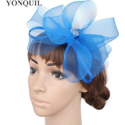 Fashion Mesh Tulle Headwear Wedding Bride Fascinator Hat Cocktail Womens Hair Accessories With Hair Pin Handmade Flower Hats