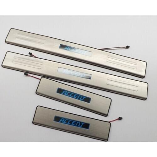 Door Sill With Led Car Covers Strip Welcome Pedal for Hyundai Accent 2010 2014 Car Styling Stickers Auto Accessories 4pcs
