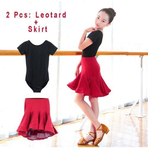New Girls Salsa Tango Rumba Latin Dance Dress Kids Child Ballroom Dancing Dresses Red Cocktail Mermaid Skirt