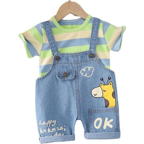 New Summer Baby Girls Clothes Suit Children Boys Casual T-Shirt Overalls 2Pcs/Sets Toddler Sport Costume Outfits Kids Tracksuits