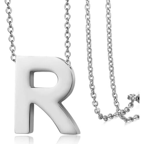 Simple Slide Initial Letter R K A Pendant Charm Alphabet Name for Women Men Stainless Steel Wholesale Letter Jewelry