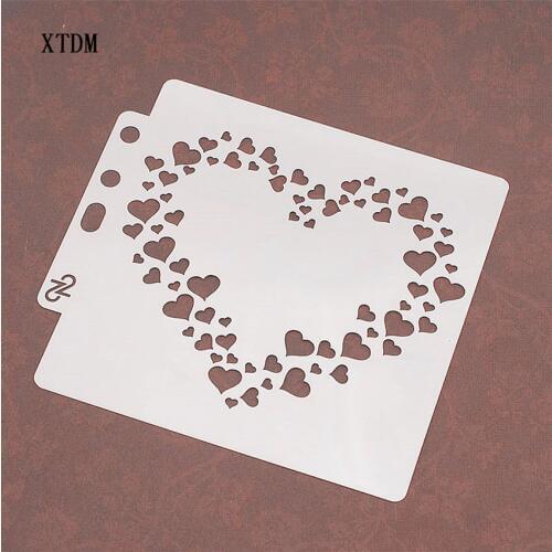 Full of love plastic mold shield DIY cake scrapbook stencils hollow Embellishments printing lace ruler Valentines Day