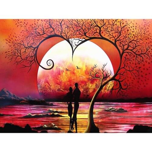 Canvas Size Full Square&Round Diamond Painting Landscape DIY Diamond Embroidery Sunset Decoration Home