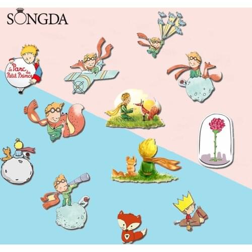 The Little Prince Acrylic Resin Pin Fox Rose Planet Art Epoxy Icon Badges Gifts For Friends Brooch Kids Gift Decorative Jewelry