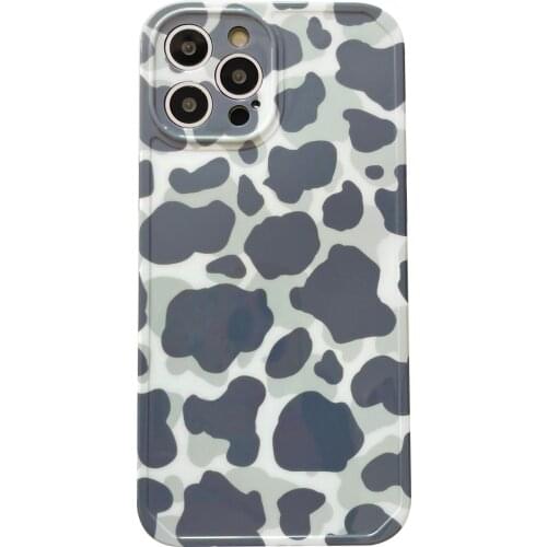 Gray Cow Pattern Case for iPhone 12 Pro Max Back Phone Cover for 12 Mini 11 Pro Max X XS XR 8 7 Plus SE 2020 Capa