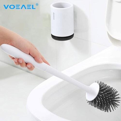 ECOCO Wall-Mount Toilet Brush TPR Soft Bristles Toilet Cleaner Tools Bathroom Cleaning Brush with Bucket WC Bathroom Accessories