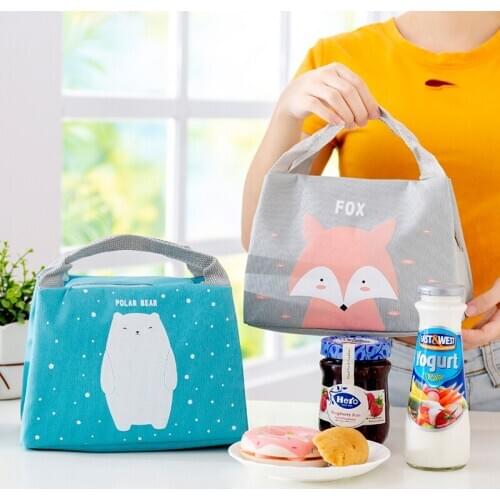 Cartoon Print Lunch Bag for Kids Women Large Capacity Oxford Hand Bags Lunch Box Bag for Kids Women Picnic Insulated Food Bag