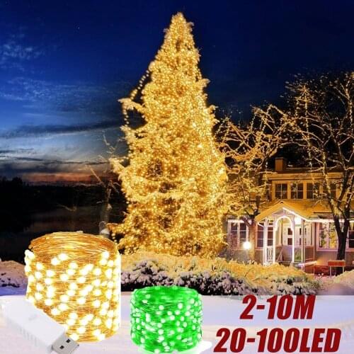 2/3/5/10M USB LED Fairy Light Sliver Wire Starry String Lights for Xmas Garland Party Birthday Wedding Christmas Tree Decor