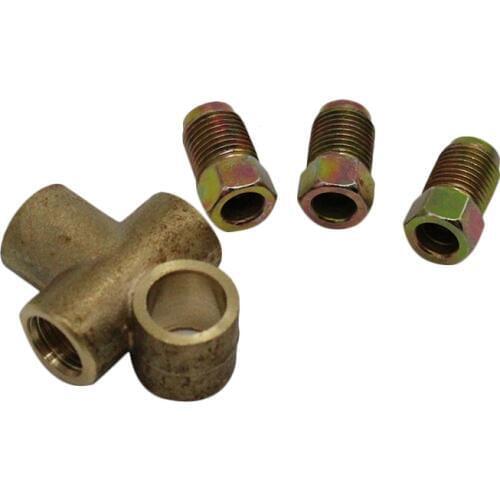 3 Way T-Piece Brake M10 Tee 3/16" Pipe 10mm with 3 Male Nuts Short Union Metric Auto Accessories for Ford Focus BMW Audi Volvo