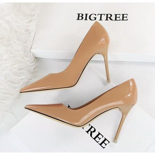 Luxury Pumps Women Shoes Pointed Toe Red Heel High Heels Sexy Shoes for Wedding Patent Leather Ladies Dress Shoes