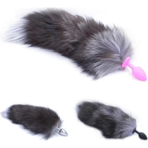 Funny Smooth Fox Tail Style Silicone/Alloy Butt Anal Plug Couple Adult Sex Toys for woman great gift for your lover and yourself