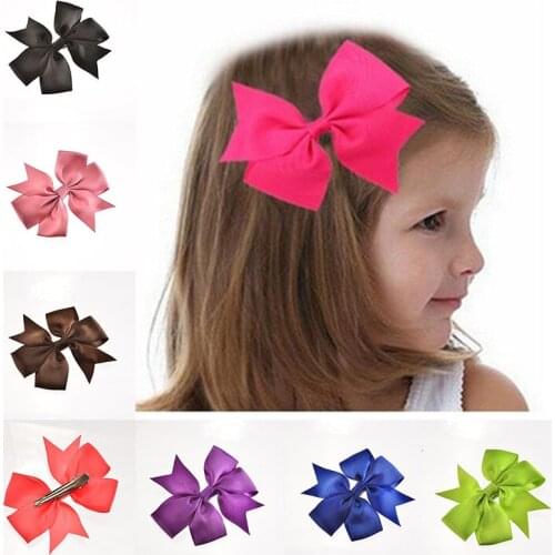 5pcs 40 Colors Ribbon Bows Clips Hairpin Girls hair bows Boutique Hair Clip Headware Kids Hair Accessories
