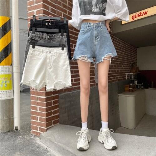 IKENGLING 2021 New Spring Summer Denim Shorts Women Loose Thin A-line Pants Ins Korean Casual Wild Wide-leg Pants Clothes Girls