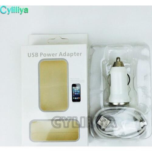 100sets 2 In 1 Sync Cabl USB US EU Car Charger Adapter Kit Sets For Samsung HTC 4 4G 5 5S With Retail Box