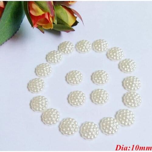 100pcs/lot 10mm imitation white plastic half pearl flower beads for Craft Scrapbooking
