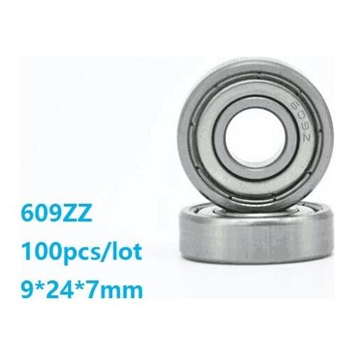 100pcs/lot 609ZZ 609Z 609 Z ZZ bearing 9x24x7mm Double metal cover Deep Groove Ball bearing Mini 9*24*7mm for 3D printer parts