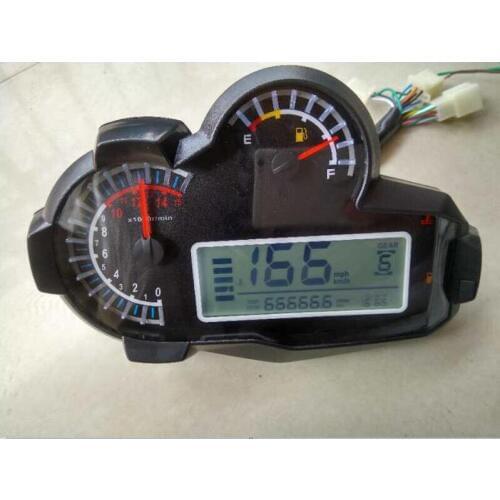 12000rpm Motorcycle Universal LCD Digital Speedometer N1-6 Odometer Tachometer Motorbike Fuel Meter Water Temperature Gauge