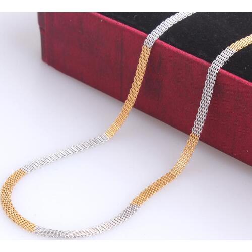 3mm width gold color silver color grid chains length 50cm 316L Stainless steel Necklace for men women jewelry wholesale