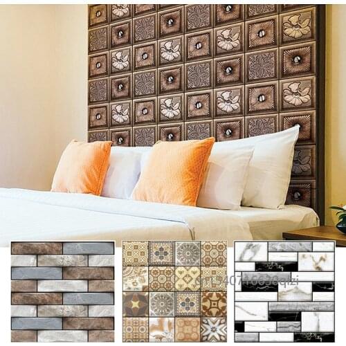 3D DIY Self-Adhesive Brick Stone Pattern Waterproof Wall Stickers Kitchen Living Room Wall Tile PVC Wallpaper Home Decor