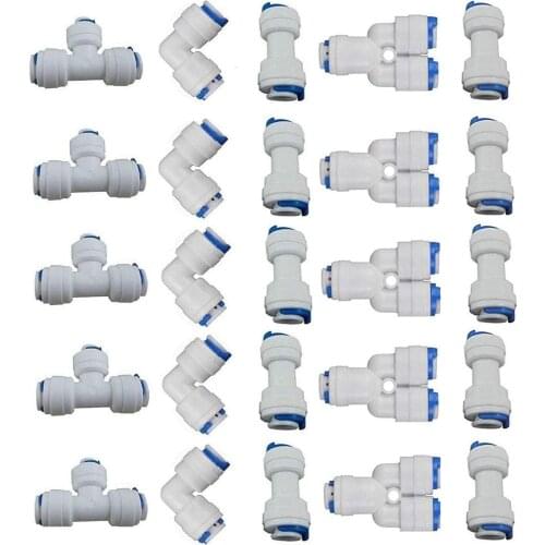 5Pcs Water Push to Connect Quick Connect Fitting 1/4" 3/8" OD For RO Water Reverse Osmosis System Auto Aquarium Water Changer
