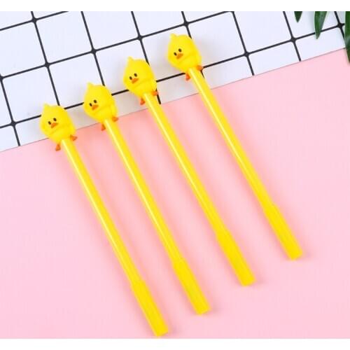 50PCS Creative Stationery Online Celebrity Funny Small Yellow Duck Gel Pen Black 0.5mm Needle Tubing Type Ball Pen