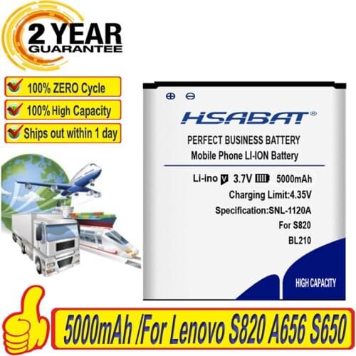 HSABAT 5000mAh BL210 Battery Use for Lenovo S820 A656 S650 S658t S820E A770E A750E A766 A658T A828t A536 Batteries
