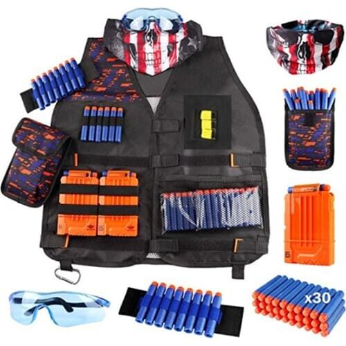 Children Black Tactical gun Accessories Waistcoat Sets Ammo Holder Elite Pistol Bullets Toy Clip Darts for Nerf Series Kids Toy