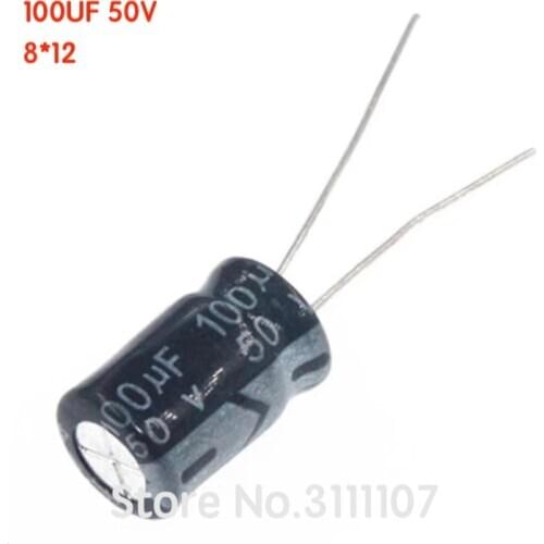 20PCS/LOT 100UF 50V 8*12 Aluminum electrolytic capacitor Electrolytic Capacitor 50v 100uf