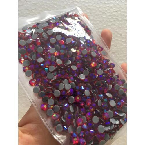 Big Bag 200 Gross Siam AB AUS high Quality Hot Fix Rhinestones Shiny Crystal Round Stone Iron on Wedding Dress Shoes