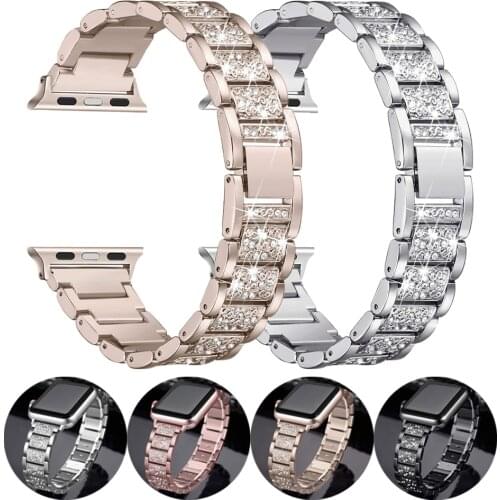 Diamo strap for Apple watch band 44mm 40mm 42mm 40mm Stainless Steel watchband belt bracelet correa for iwatch series SE 6 5 4 3