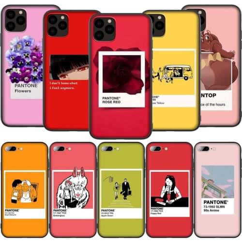 T141 PANTONE 90s Anime Silicone Soft Case for iPhone 12 Mini 11 Pro XS Max XR X 8 7 6 6S Plus 5 5S SE 2020