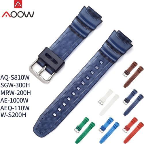 Colorful Strap Watchband 18mm for Casio AQ-S800W AE-1000W AEQ-110W Men Women Sport Waterproof PU Replacement Bracelet Watch Band