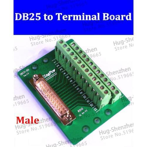 DB25 to Terminal adapter plate DR25 male terminal board 180 degrees