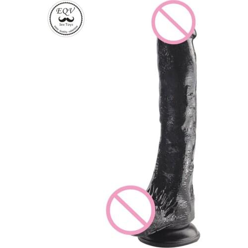 Eqv 25*4cm Strong Dildo Suction Cup Sex Toys For Woman, Dildo Realistic Silicone Black dildo Soft Artificial Penis Consolador