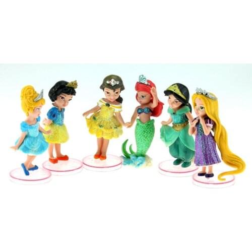 Disney Princess Toys 6pcs/Lot Snow White Rapunzel Ariel Pvc Action Figures Cute Cartoon Princess Mermaid Toys Models Girls Gift