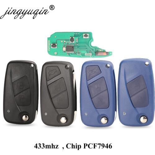 Jingyuqin 2 / 3 Buttons Flip Remote Key Delphi 433mhz for FIAt 500 Punto Ducato Stilo Panda Bravo Key ID46 PCF7946 / 7941 Chip